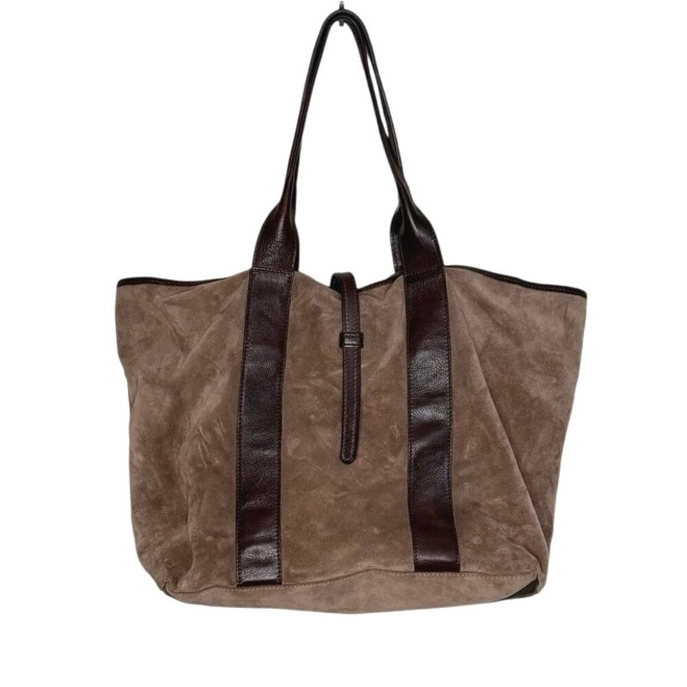 Barneys New York suede leather brown tote made in Italy - Picture 3 of 15